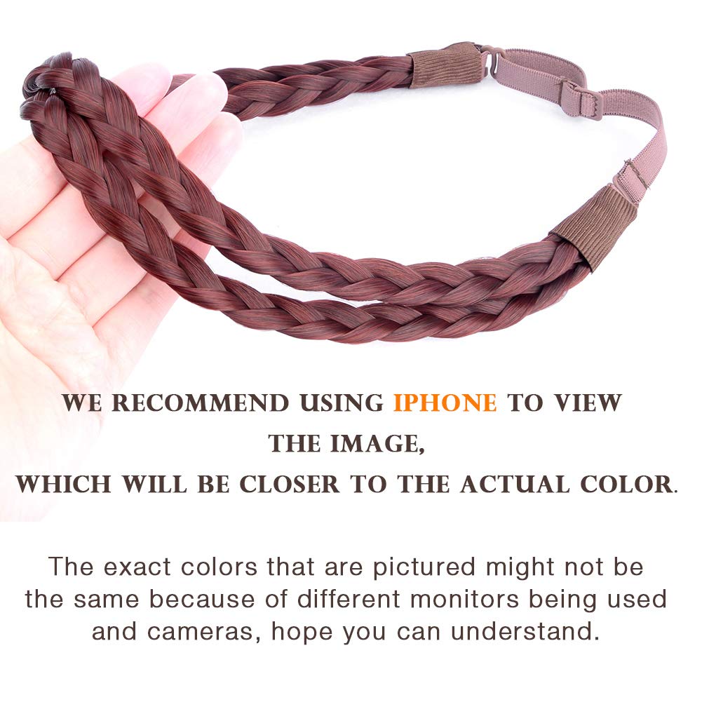 DIGUAN Double Three Strand Synthetic Hair Braided Headband Extension – Burgundy
