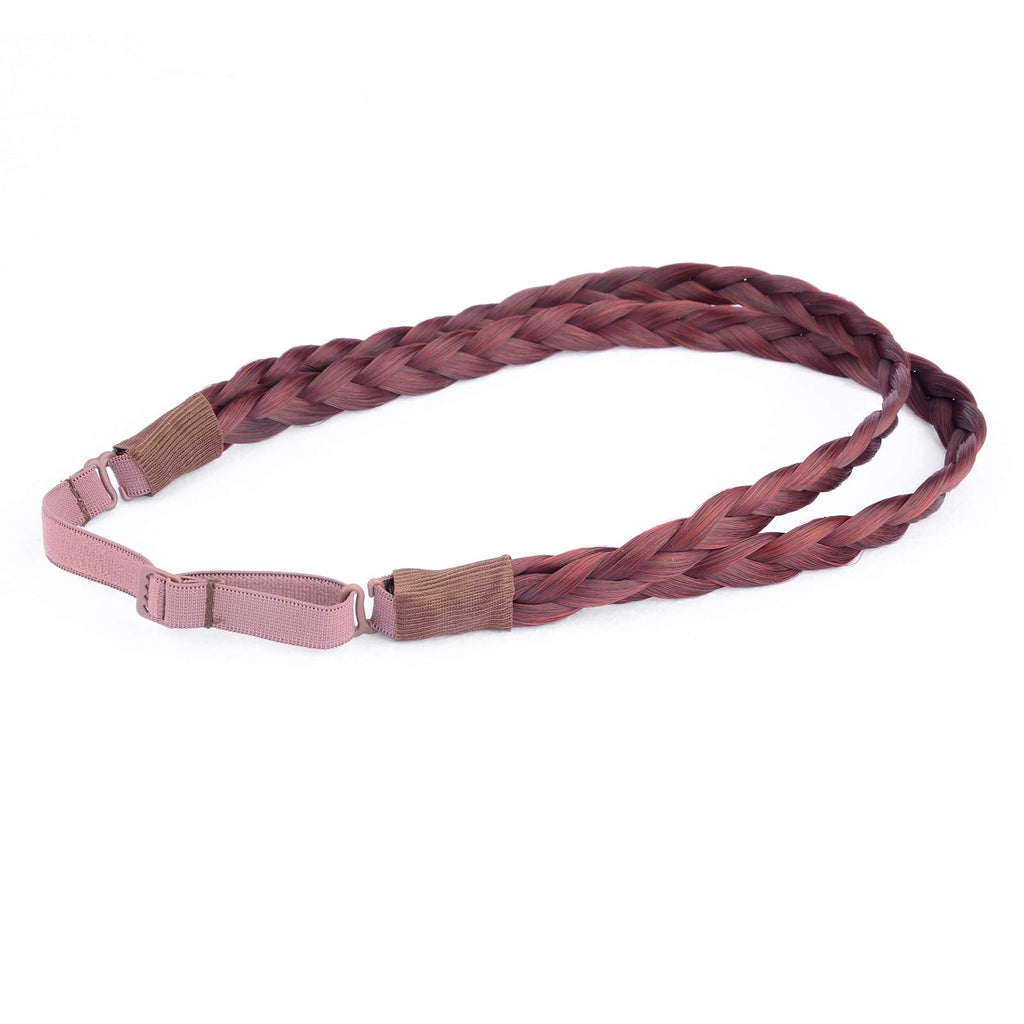 DIGUAN Double Three Strand Synthetic Hair Braided Headband Extension – Burgundy