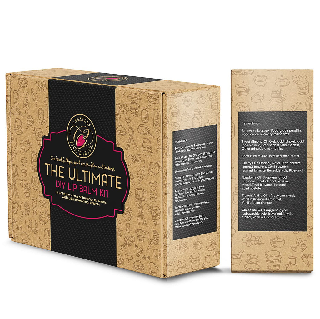 DilaBee CraftZee Premium Lip Balm Making Kit – DIY Lip Gloss Set with Natural Beeswax, Shea Butter & Essential Oils