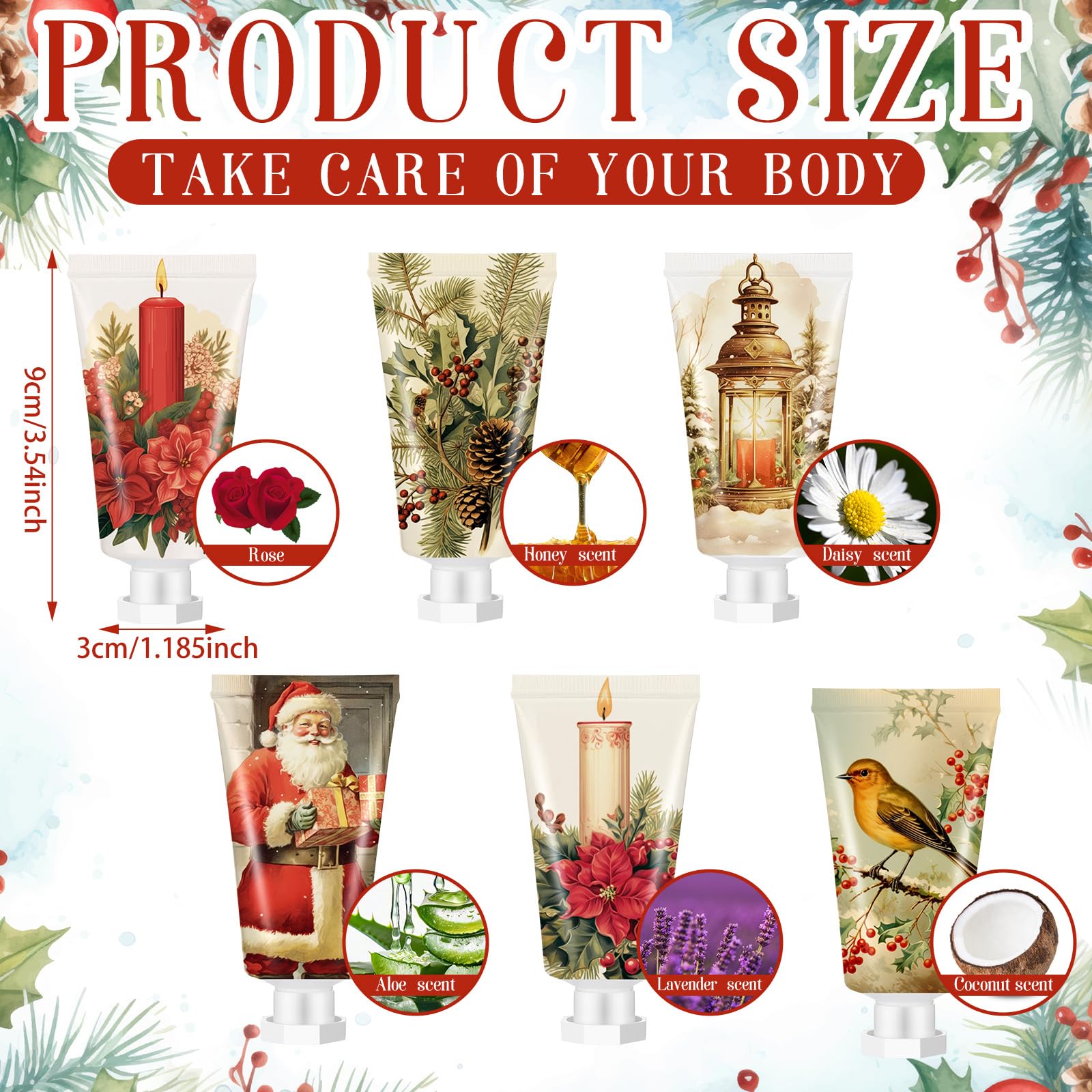 Dimsile 48-Piece Christmas Hand Cream Gift Set – 6 Fragrances, Travel-Size Moisturizers