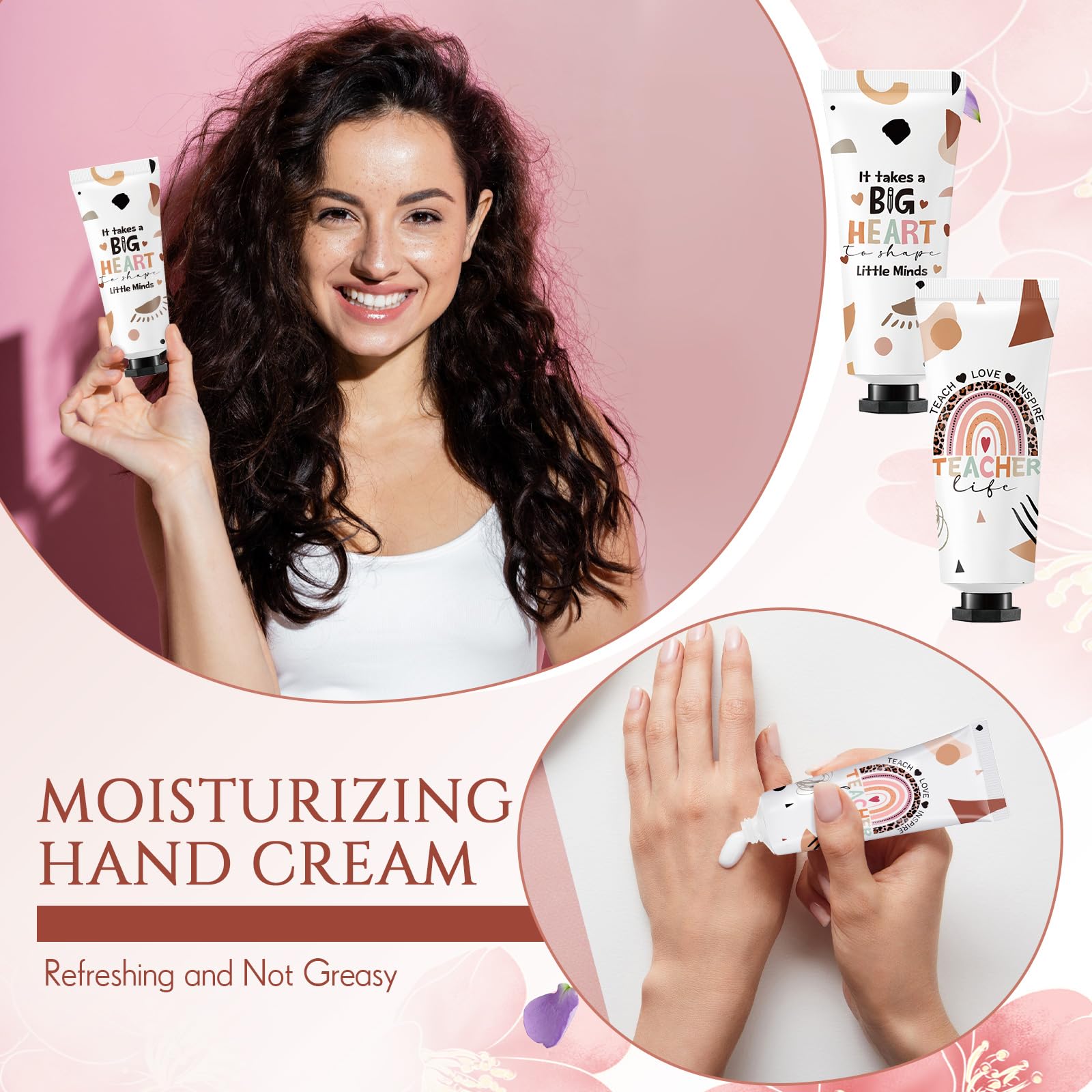 Dimsile 48-Set Christmas Teacher Gifts: Hand Cream, Lip Balm & Organza Bags