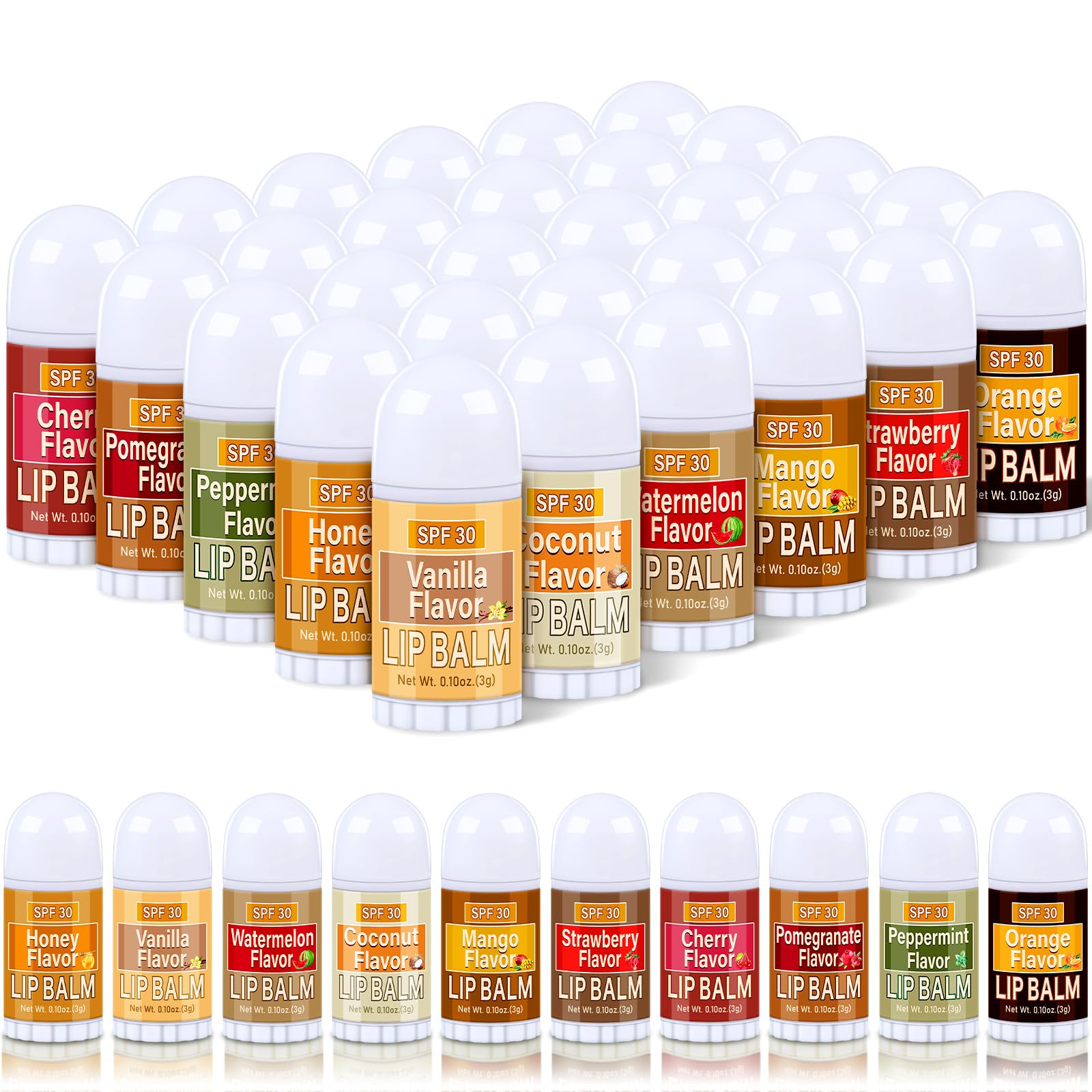 Dimsile 30 Pcs Mini Lip Balms SPF 30 – Assorted Flavors Bulk Gift Pack
