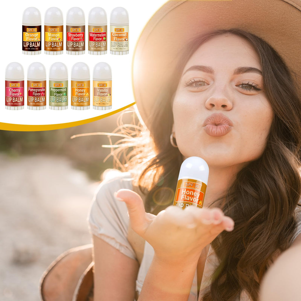 Dimsile 30 Pcs Mini Lip Balms SPF 30 – Assorted Flavors Bulk Gift Pack