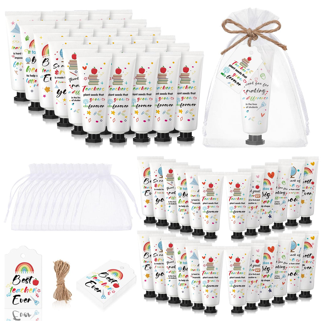 Dimsile 36-Set Teacher Appreciation Hand Cream Gift Set – Travel Size with Cards & Organza Bags