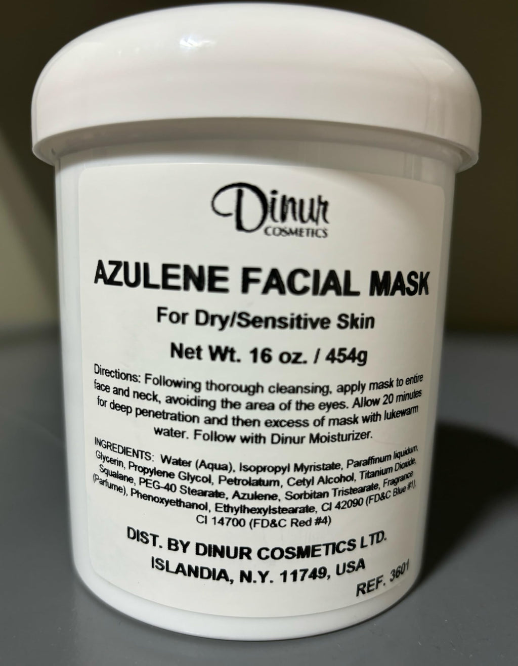 Dinur Cosmetics Azulene Facial Mask – Ultra Hydrating for Dry & Sensitive Skin | 16 oz (450 ml)