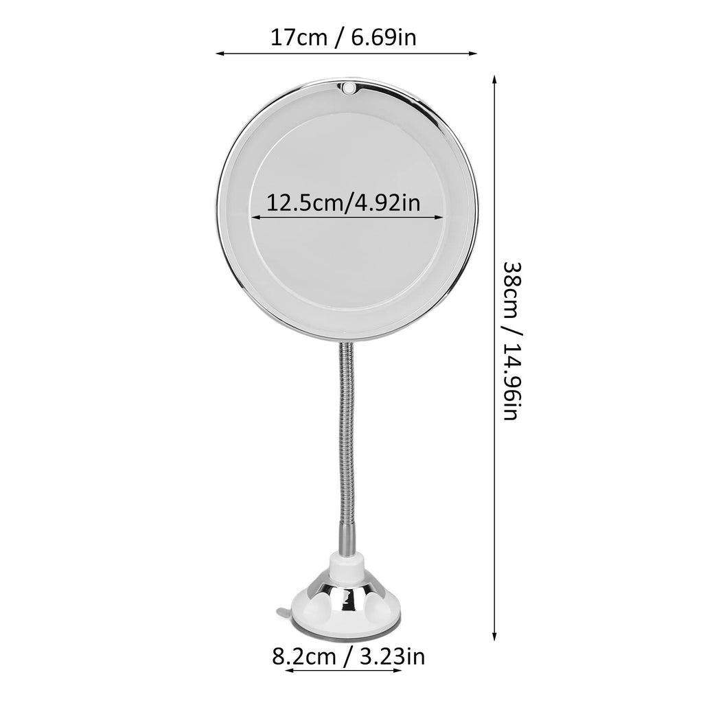 Dioche 10X Magnifying Makeup Mirror with LED Light – Portable, Suction Cup & 360° Gooseneck