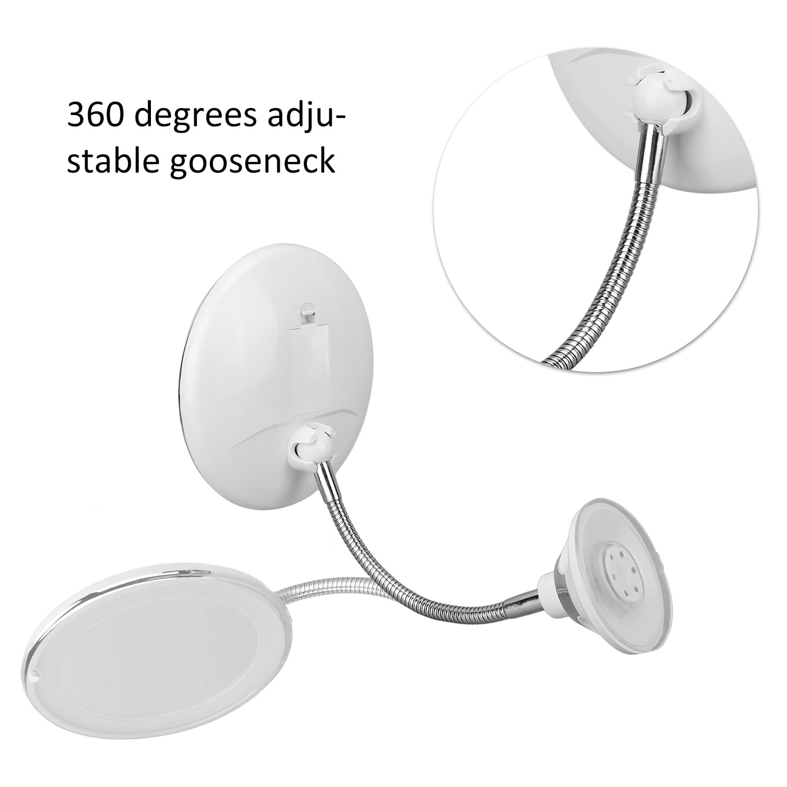 Dioche 10X Magnifying Makeup Mirror with LED Light – Portable, Suction Cup & 360° Gooseneck