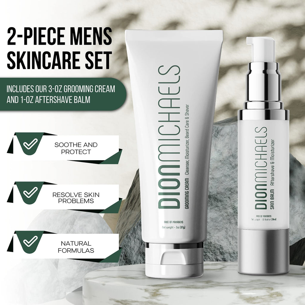 Dion Michaels 2-Pack Shaving Cream Set for Men – 4-in-1 Grooming Cream & 2-in-1 Aftershave Balm