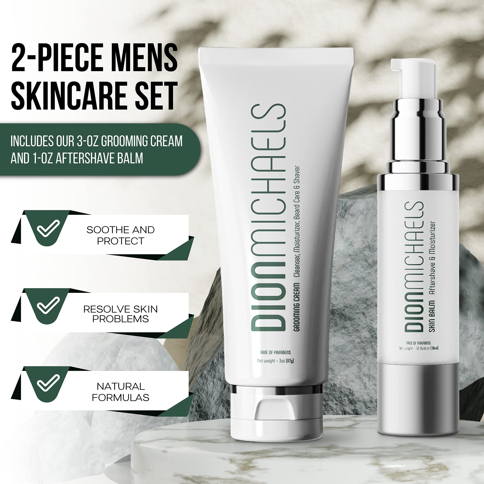 Dion Michaels 2-Pack Shaving Cream Set for Men – 4-in-1 Grooming Cream & 2-in-1 Aftershave Balm
