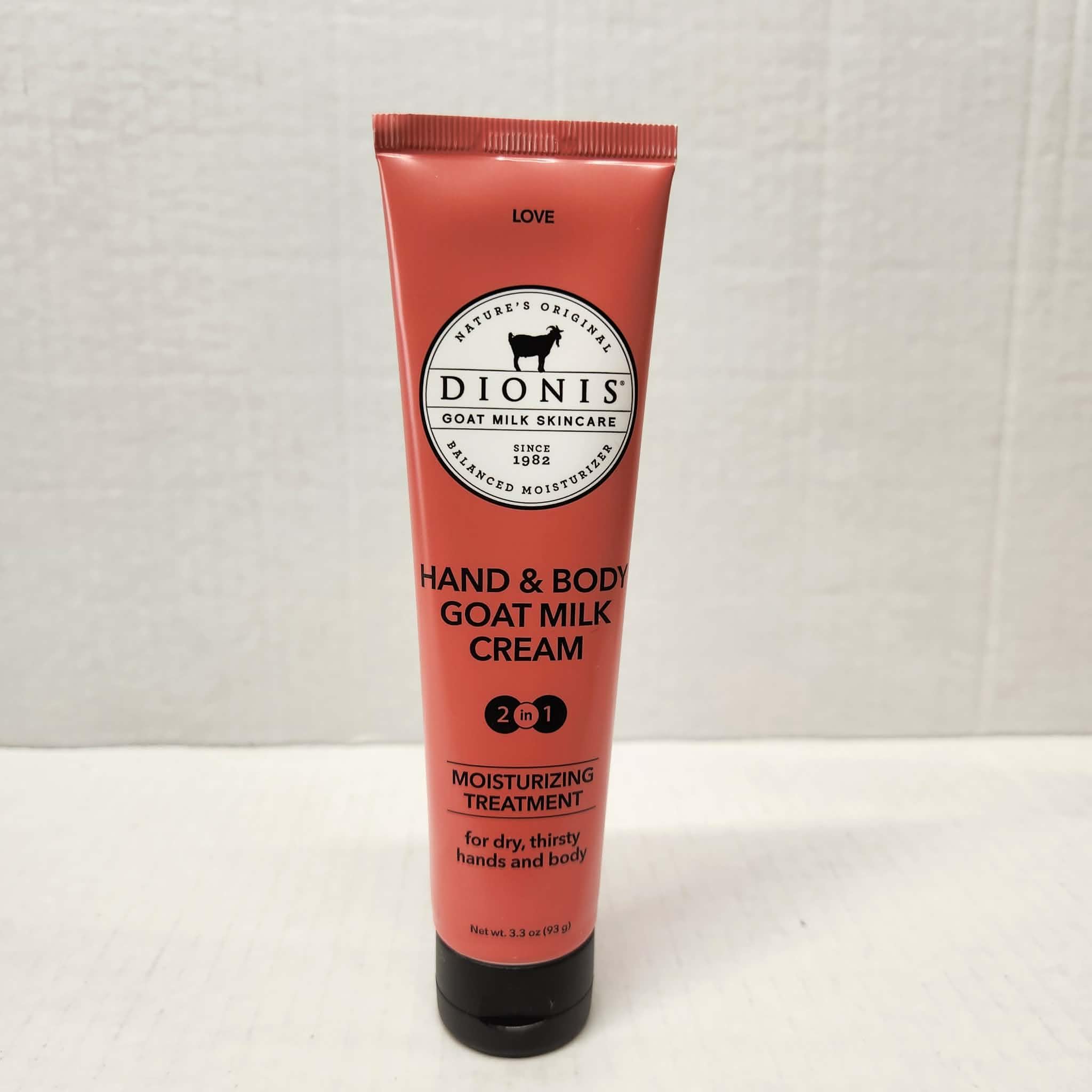 Dionis Goat Milk 2-in-1 Hand & Body Cream Love – 3.3oz Tube