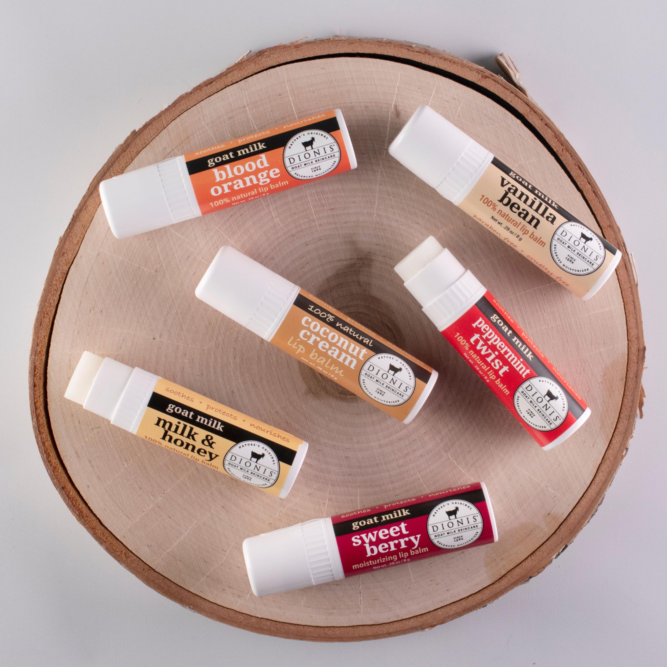 Dionis Goat Milk Lip Balm 6-Piece Ornament Set | 0.28 oz Each