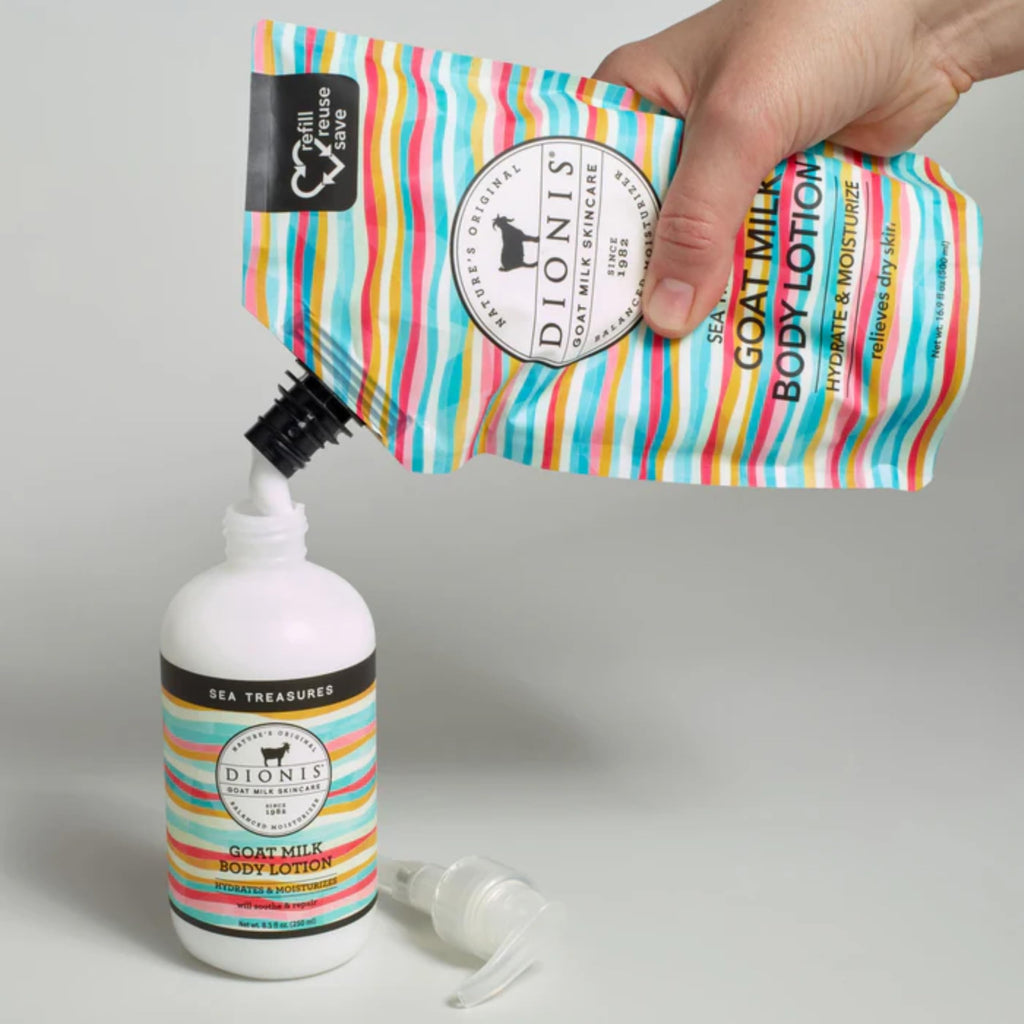 Dionis Goat Milk Body Lotion + Refill Gift Set — Sea Treasures, Hydrating & Dermatologist Tested
