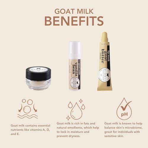 Dionis Goat Milk Vanilla Bean 3-Piece Lip Care Kit | Exfoliate, Hydrate, Protect Lips
