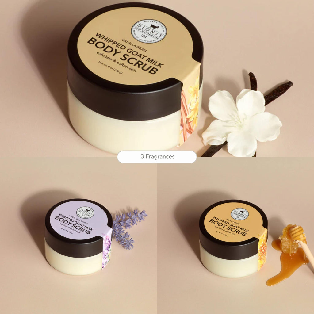 Dionis Goat Milk Whipped Body Scrub Vanilla Bean 8oz – Hydration & Gentle Exfoliation