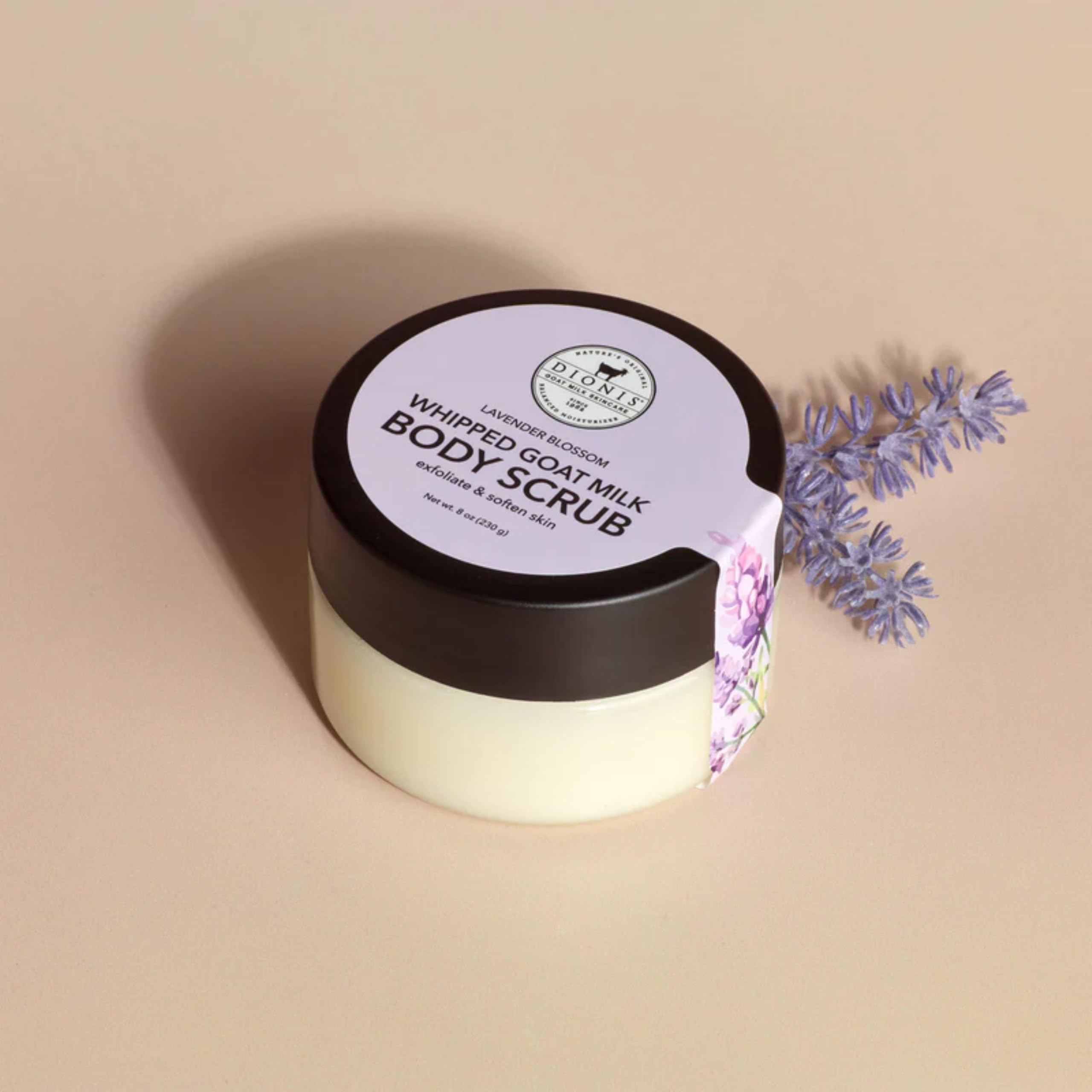 Dionis Goat Milk Whipped Body Scrub Lavender Blossom 8oz | Hydrating Gentle Exfoliation