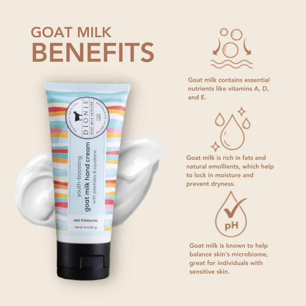 Dionis Sea Treasures Hand Cream 2oz – Goat Milk, Peptides & Squalane