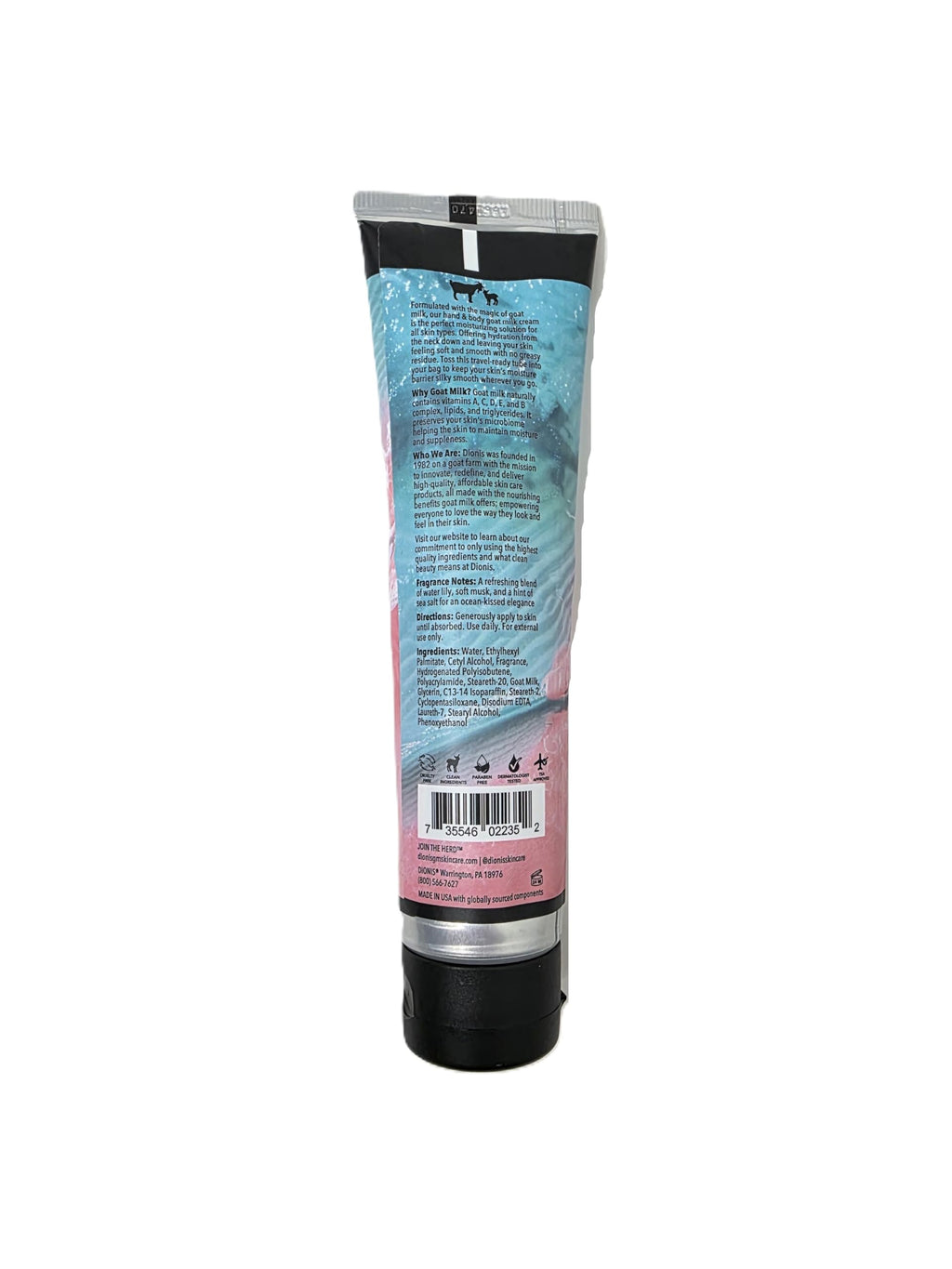 Dionis Water Love Hand & Body Cream – Goat Milk Skincare, 3.3 oz, USA Made
