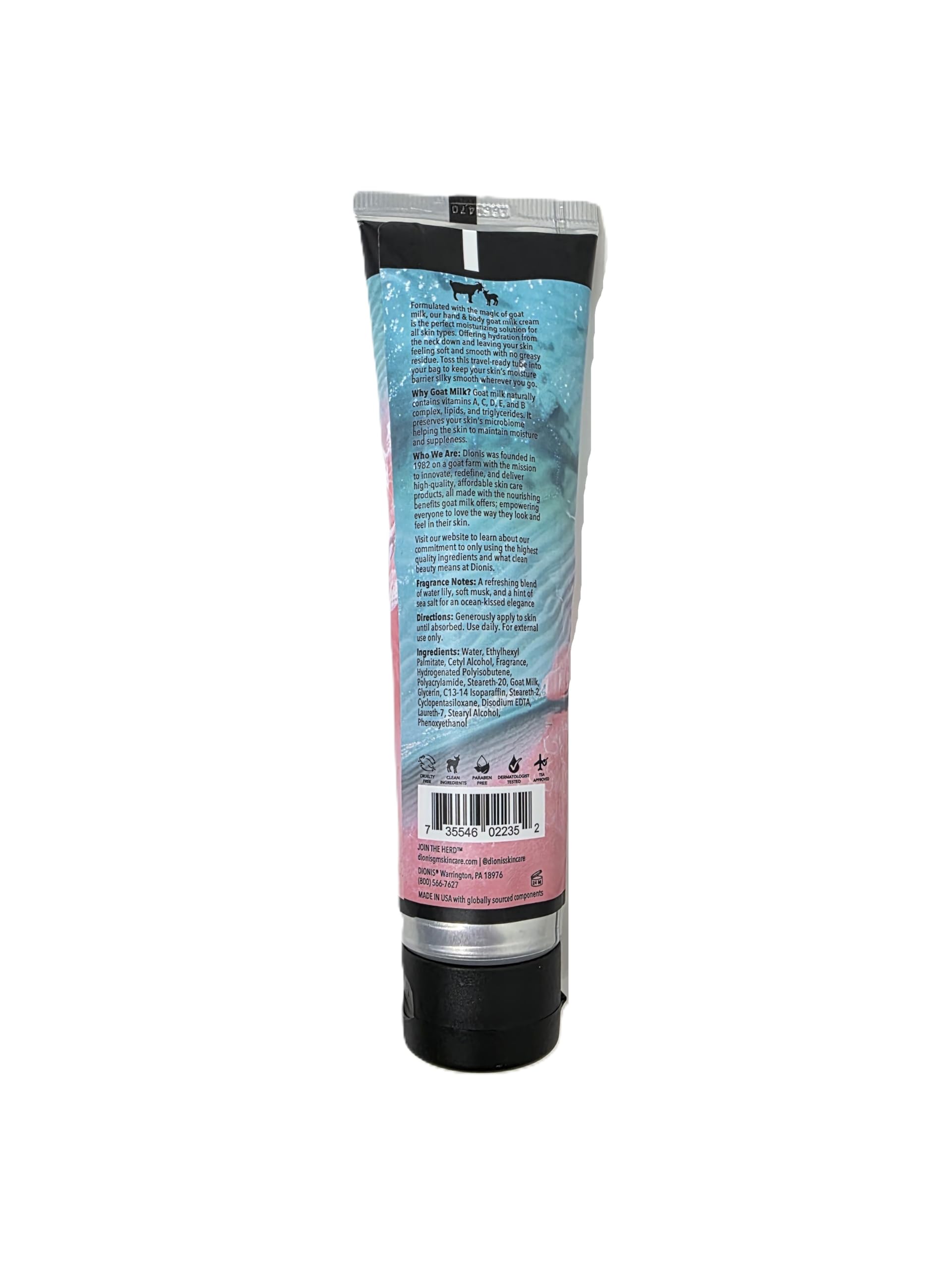 Dionis Water Love Hand & Body Cream – Goat Milk Skincare, 3.3 oz, USA Made
