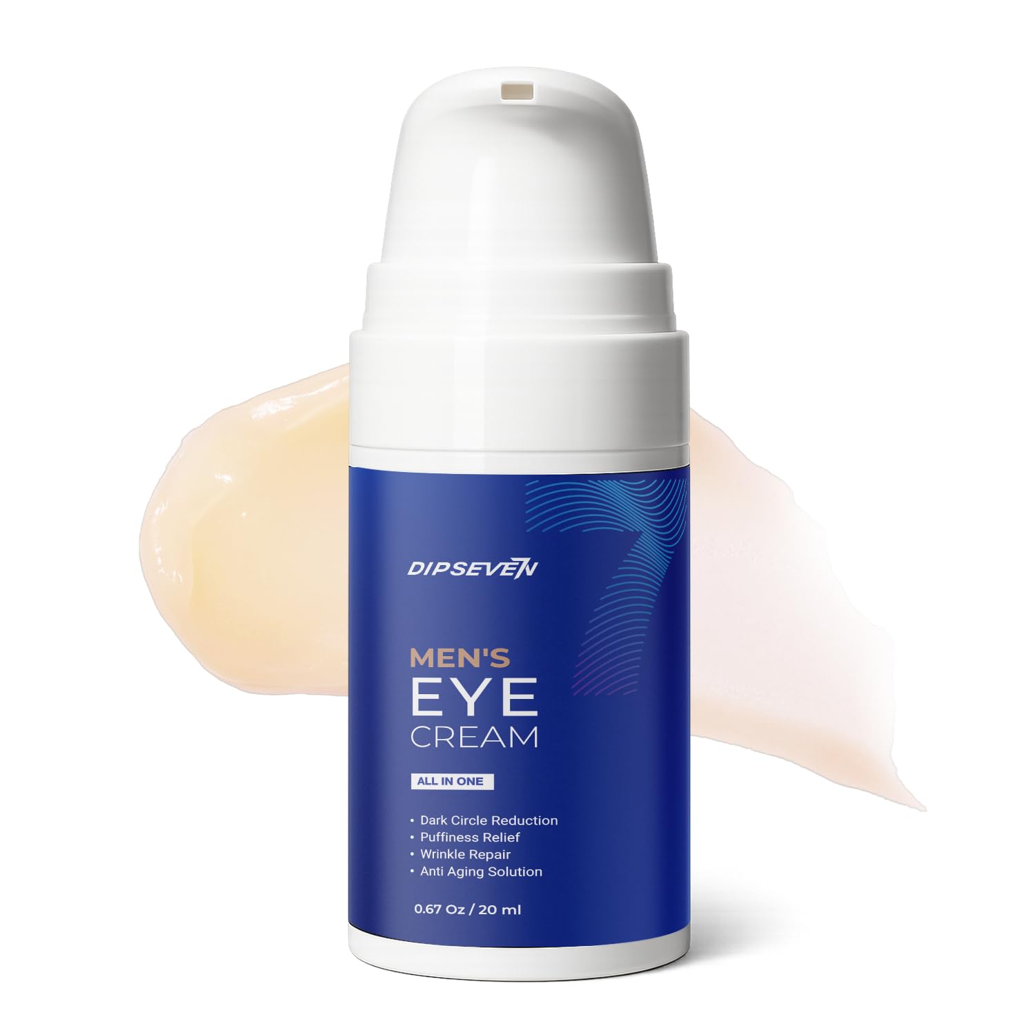 DIPSEVEN Men's Eye Cream - Under Eye Treatment for Bags, Wrinkles & Dark Circles - Peptides + Hyaluronic Acid