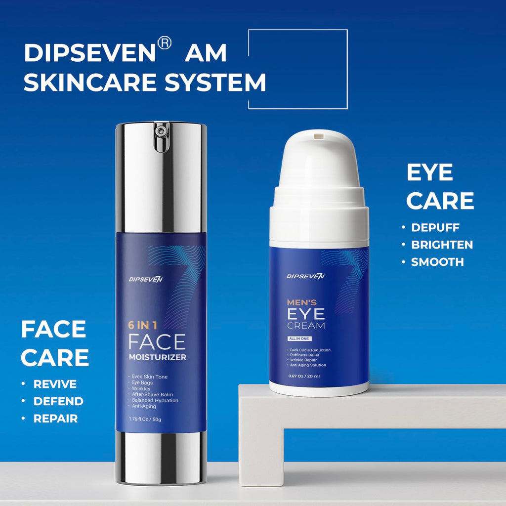 DIPSEVEN 6 in 1 Face Cream for Men – Anti-Aging Moisturizer with Peptides, Hyaluronic Acid & Squalane | Wrinkle & Eye Bag Treatment (2 PCS)