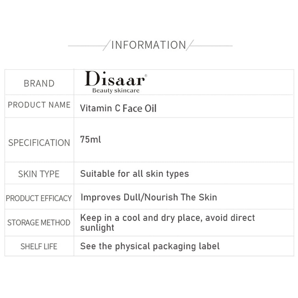 DISAAR Beauty Vitamin C Face Oil with Hyaluronic Acid – 2x75ml Pack