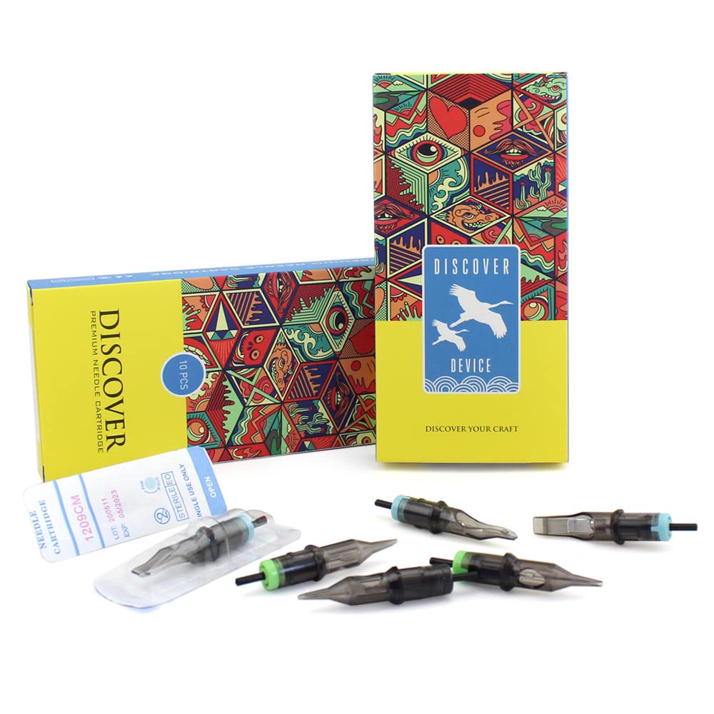 DISCOVER DEVICE 20pc Tattoo Cartridges – Membrane Safety, Curved Magnum 1213CM