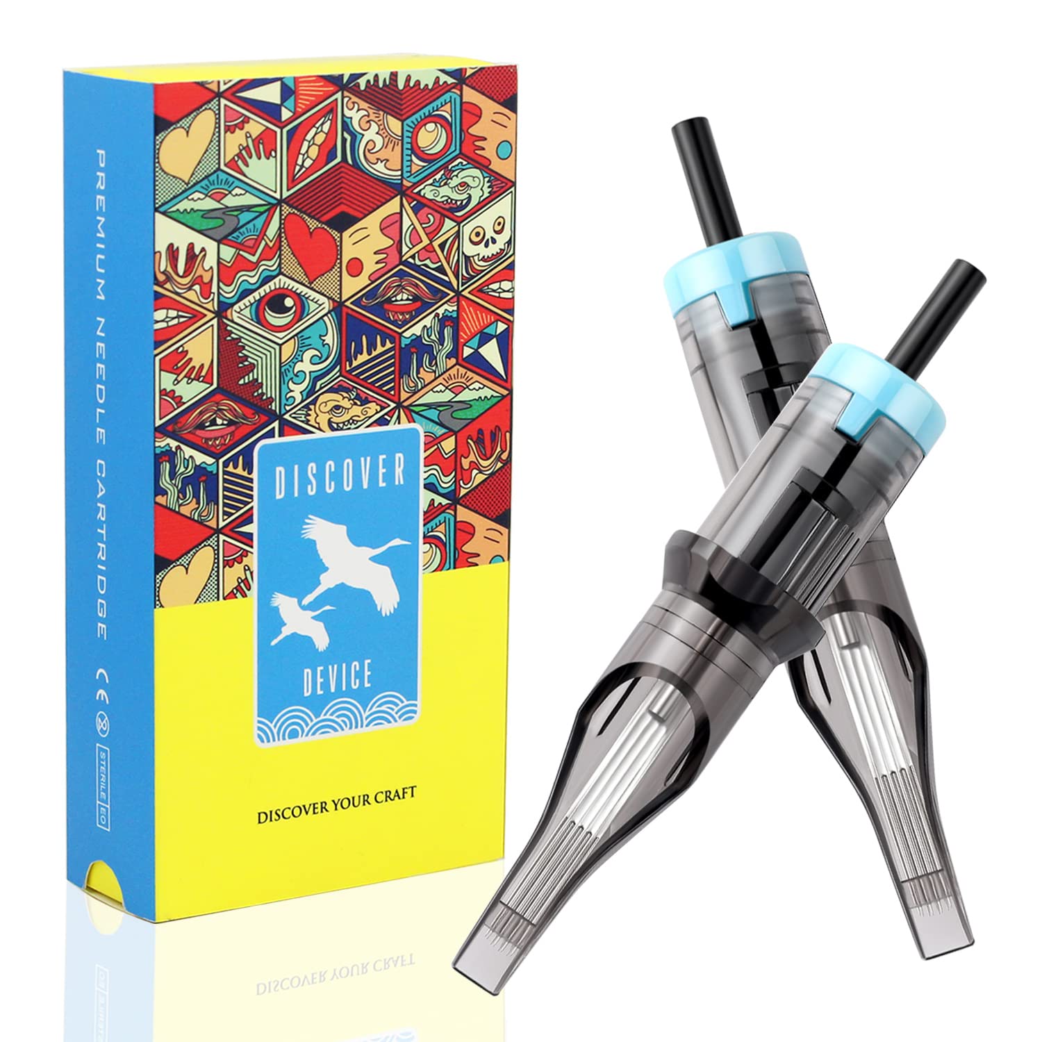DISCOVER DEVICE 20pcs Disposable Tattoo Needle Cartridges with Membrane Safety – Curved Magnum 1211CM
