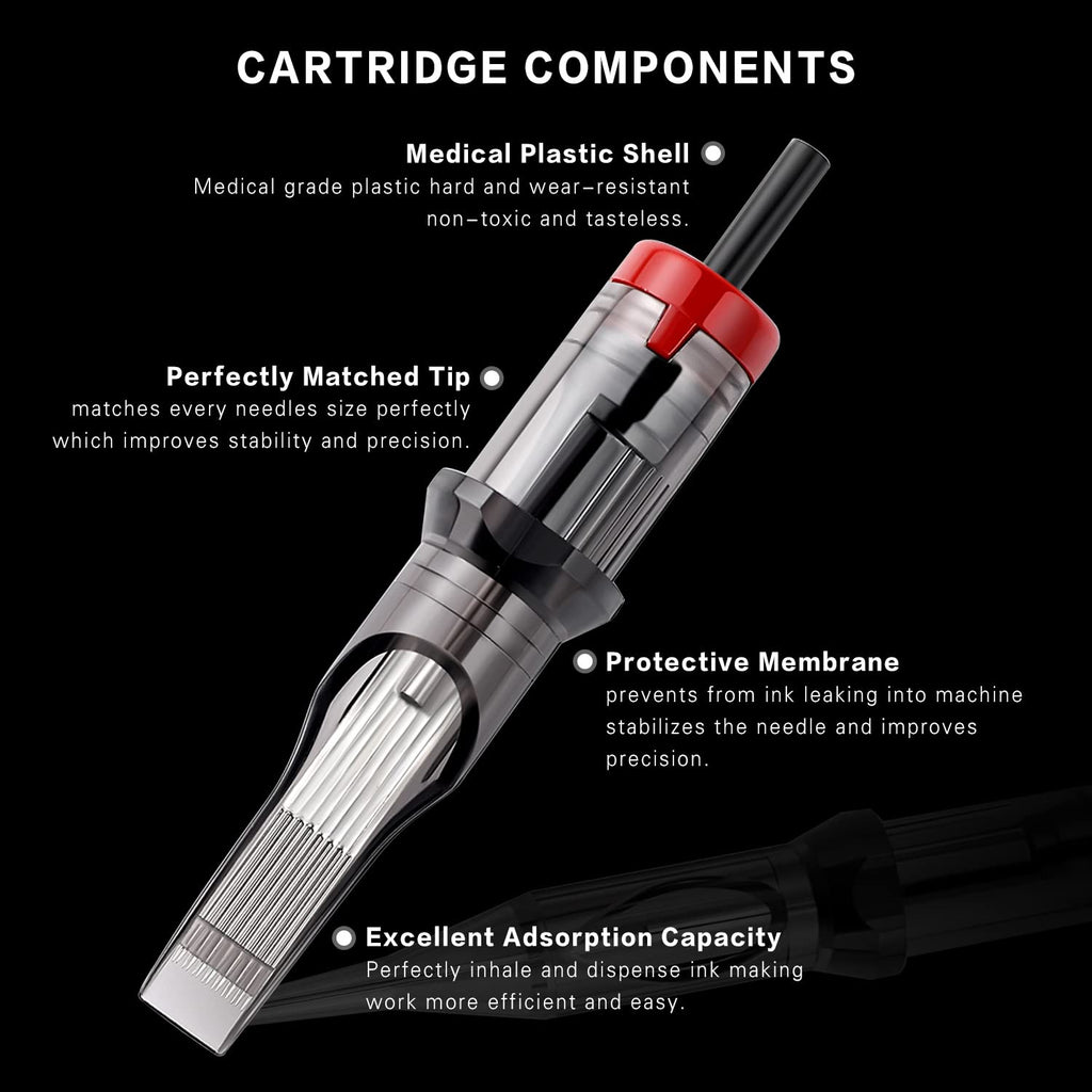 DISCOVER DEVICE Tattoo Needle Cartridges – 20pcs Disposable with Safety Membrane (1213M1-20PCS)