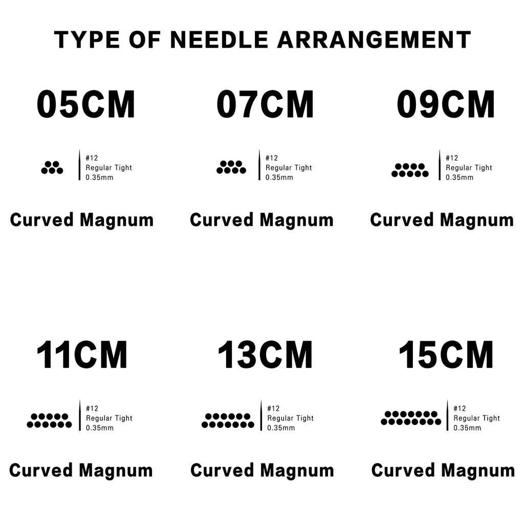 DISCOVER DEVICE 20pcs Disposable Tattoo Needle Cartridges with Membrane Safety – Curved Magnum 1211CM