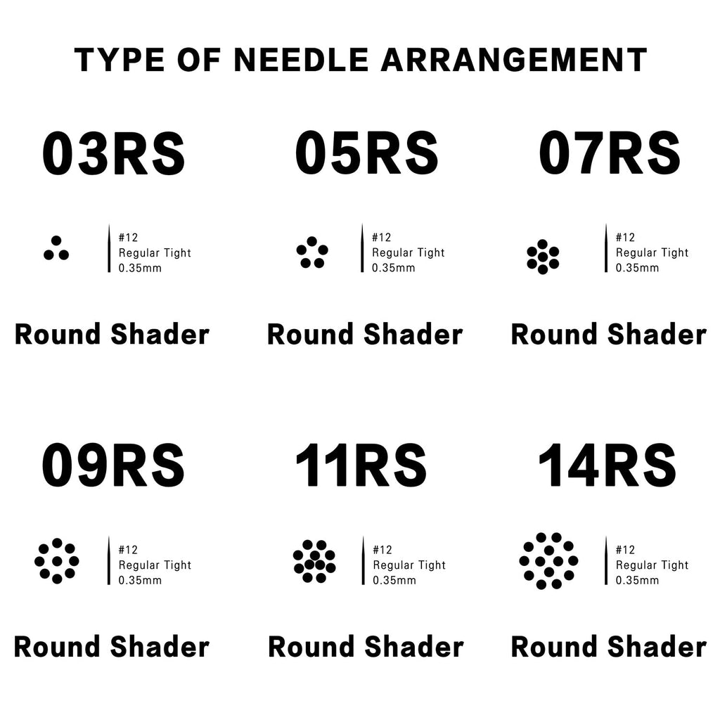 DISCOVER DEVICE 20pcs Disposable Tattoo Needle Cartridges – Round Shader with Membrane Safety (1209RS)