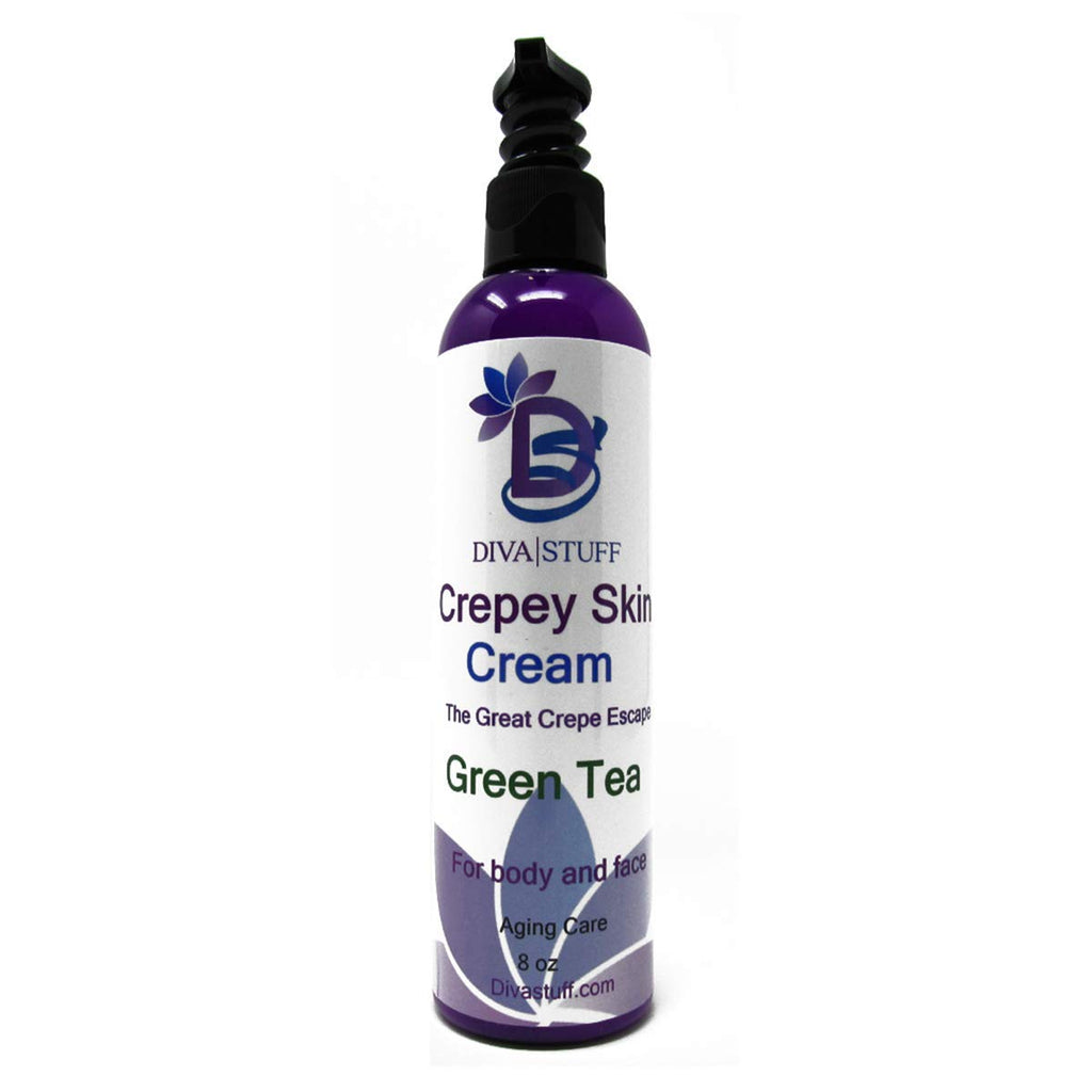 Diva Stuff Crepey Skin Cream with Hyaluronic Acid – 8oz, Green Tea Scent (Made in USA)