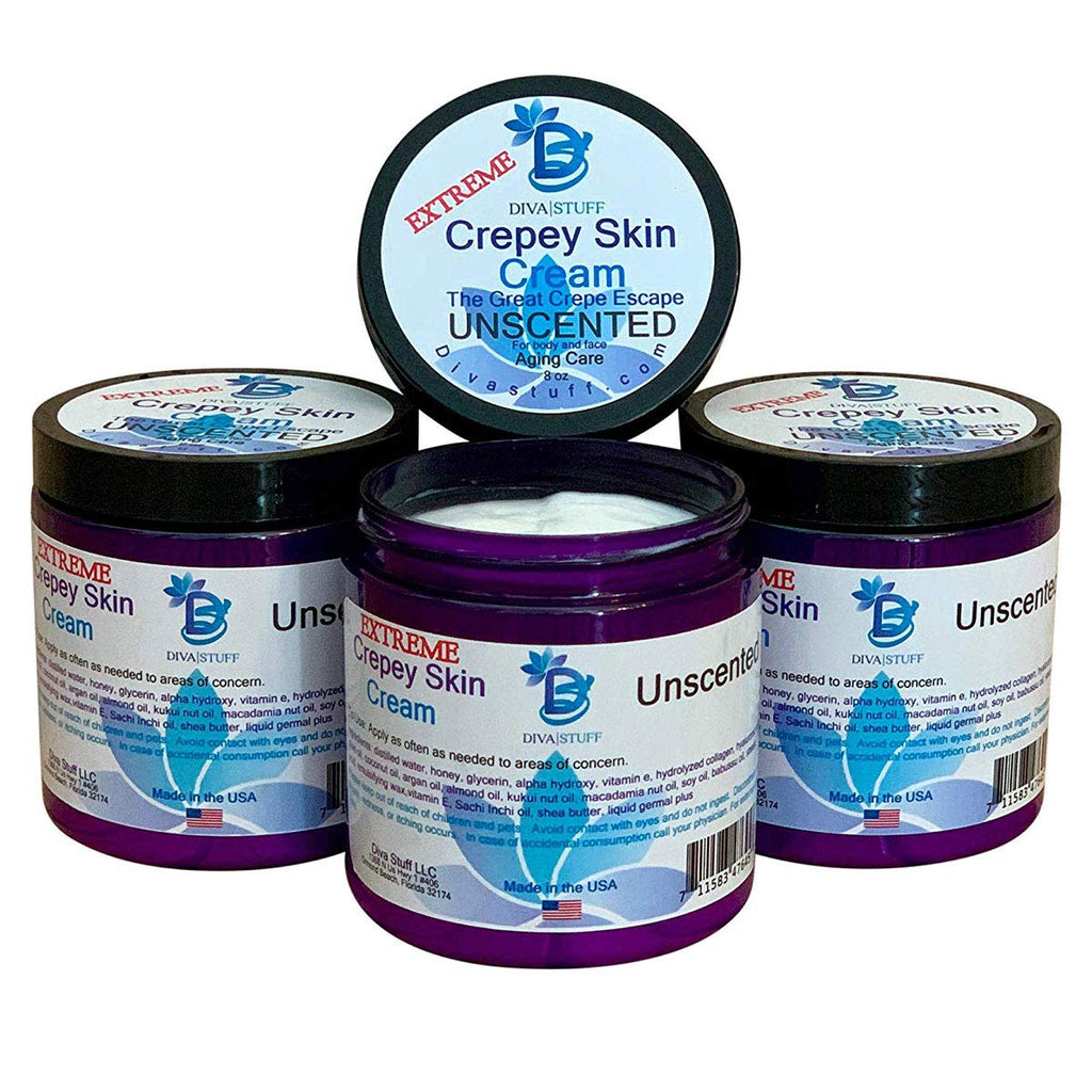 Diva Stuff Extreme Crepey Skin Cream – Hyaluronic Acid, AHAs, Unscented, 8oz (3 Pack)