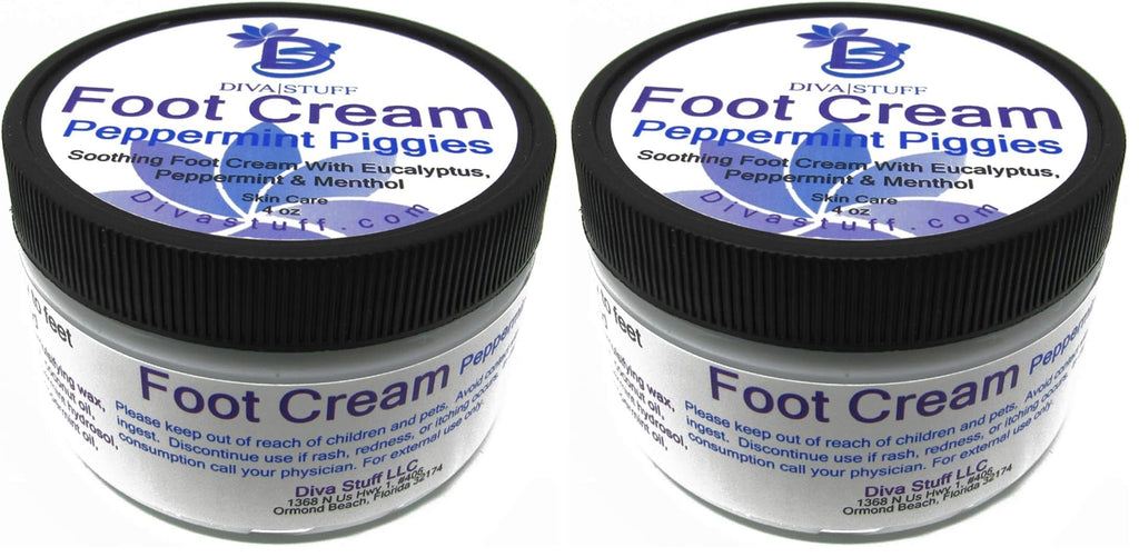 Diva Stuff Peppermint Piggies Foot Cream – Eucalyptus, Peppermint & Menthol (Pack of 2)