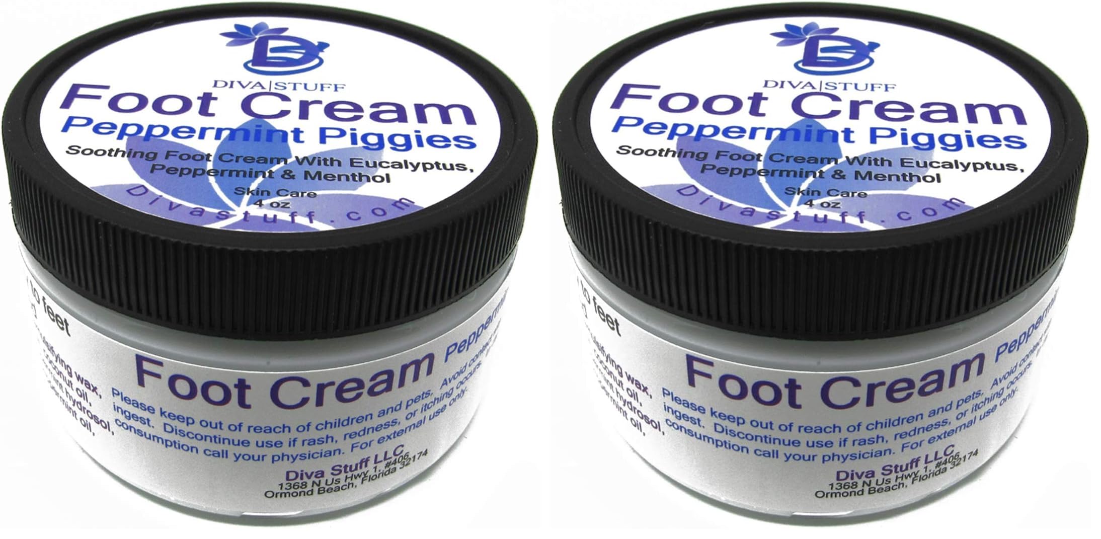 Diva Stuff Peppermint Piggies Foot Cream – Eucalyptus, Peppermint & Menthol (Pack of 2)