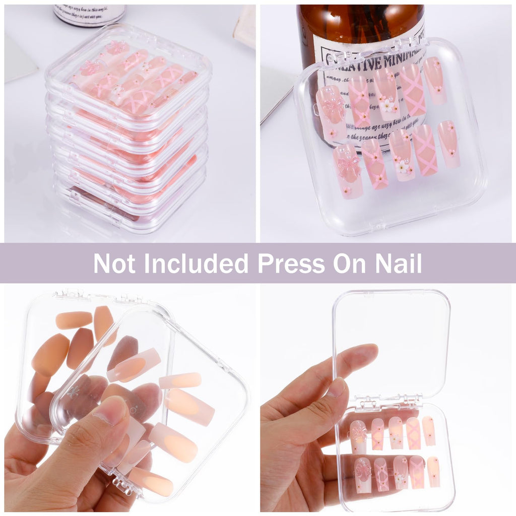 DIVINA VITAE 36Pcs Clear Nail Box Organizer Set – Press-On Display Box with 3 Storage Boxes & 60 Adhesive Strips