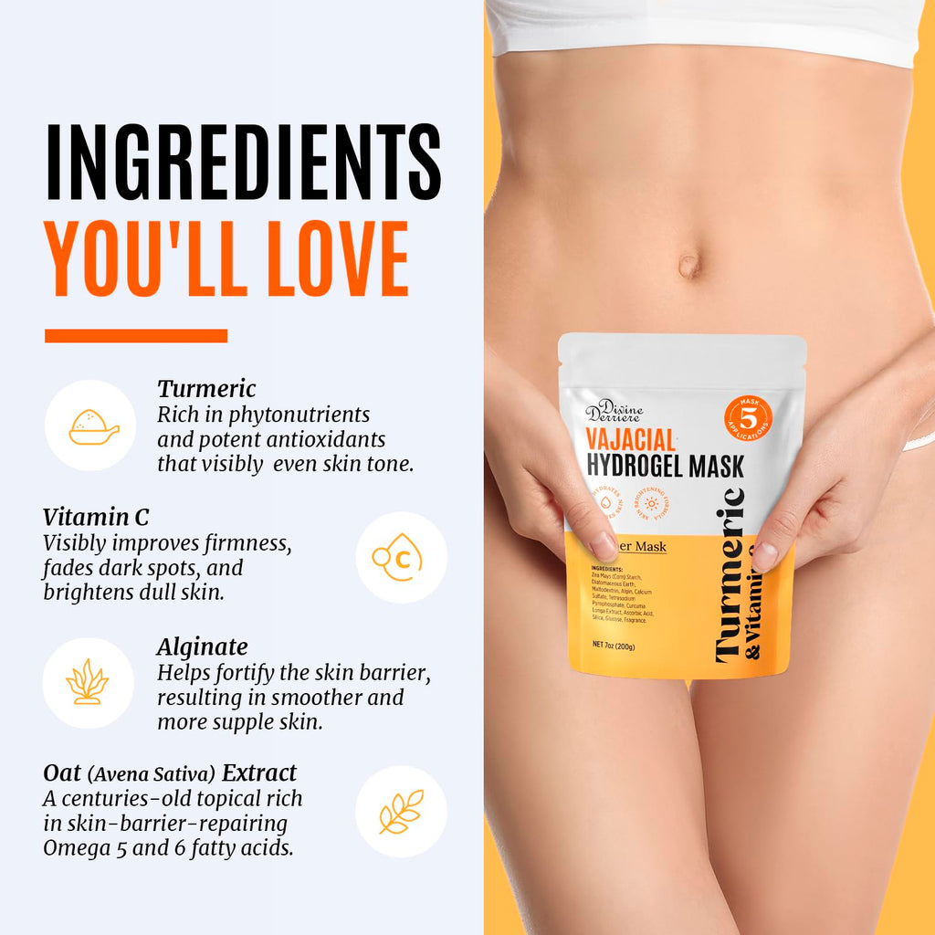 Divine Derriere Vajacial Hydrogel Mask – Premium Turmeric & Vitamin C Hydrojelly Kit