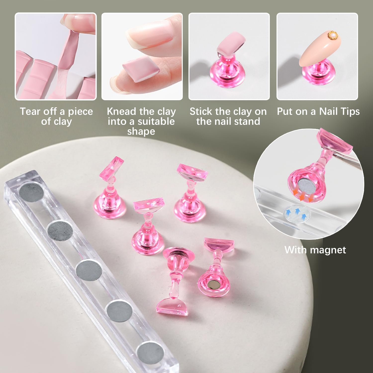 DIYCICO Nail Art Tools 24Pcs Set – 2 Nail Stands, Brushes, Palette & Dotting Pens