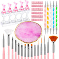 DIYCICO Nail Art Tools 24Pcs Set – 2 Nail Stands, Brushes, Palette & Dotting Pens