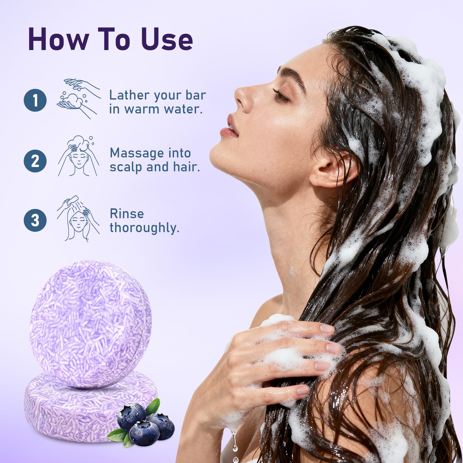 dkwouzxsp Blueberry Shampoo Bar 2-in-1 for Mature Hair | 2-Pack Solid Hair Care