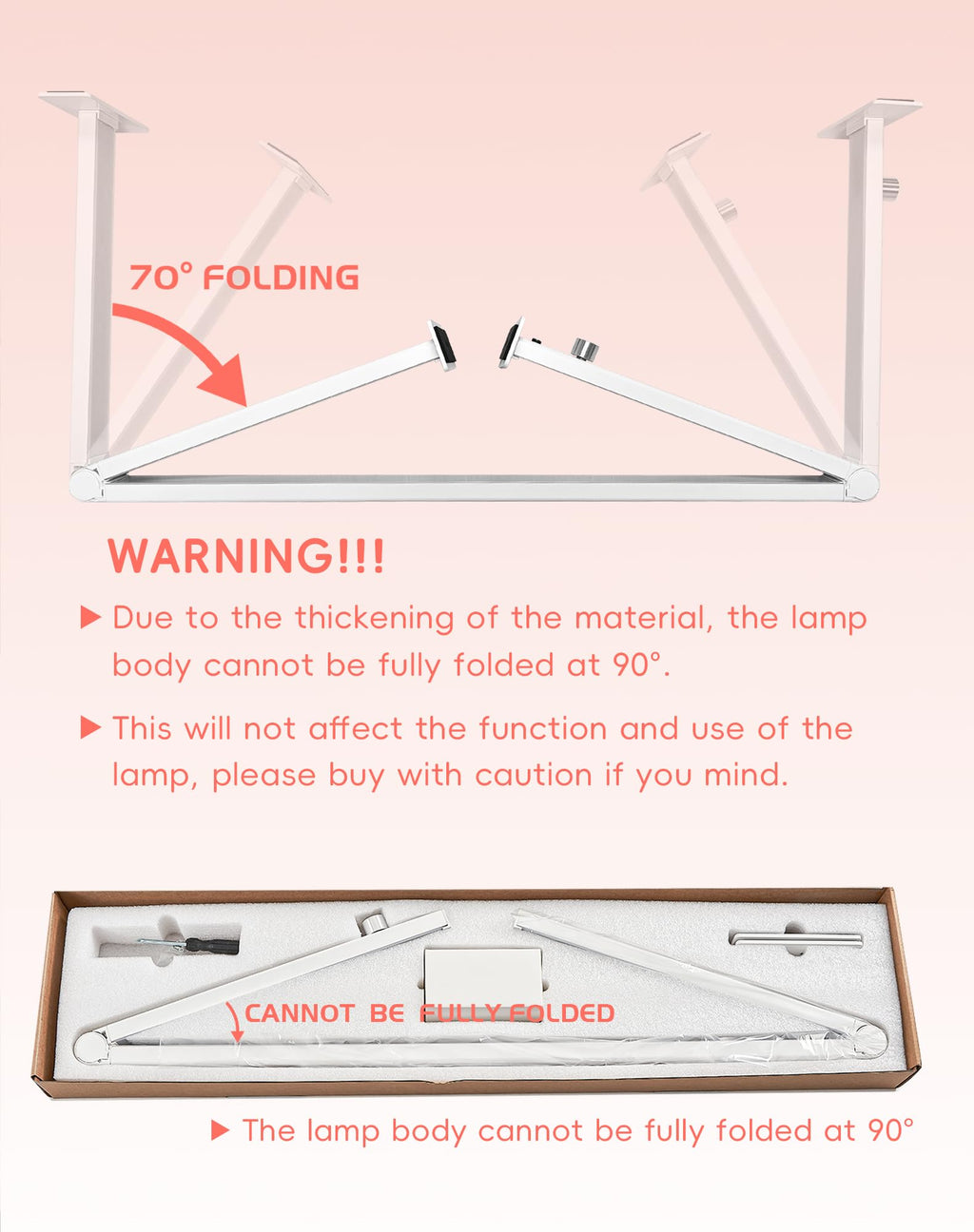 DLITISH Foldable Nail Desk Lamp — 48W LED, 33in, 3 Modes 3000–6000K, Shadow-Free