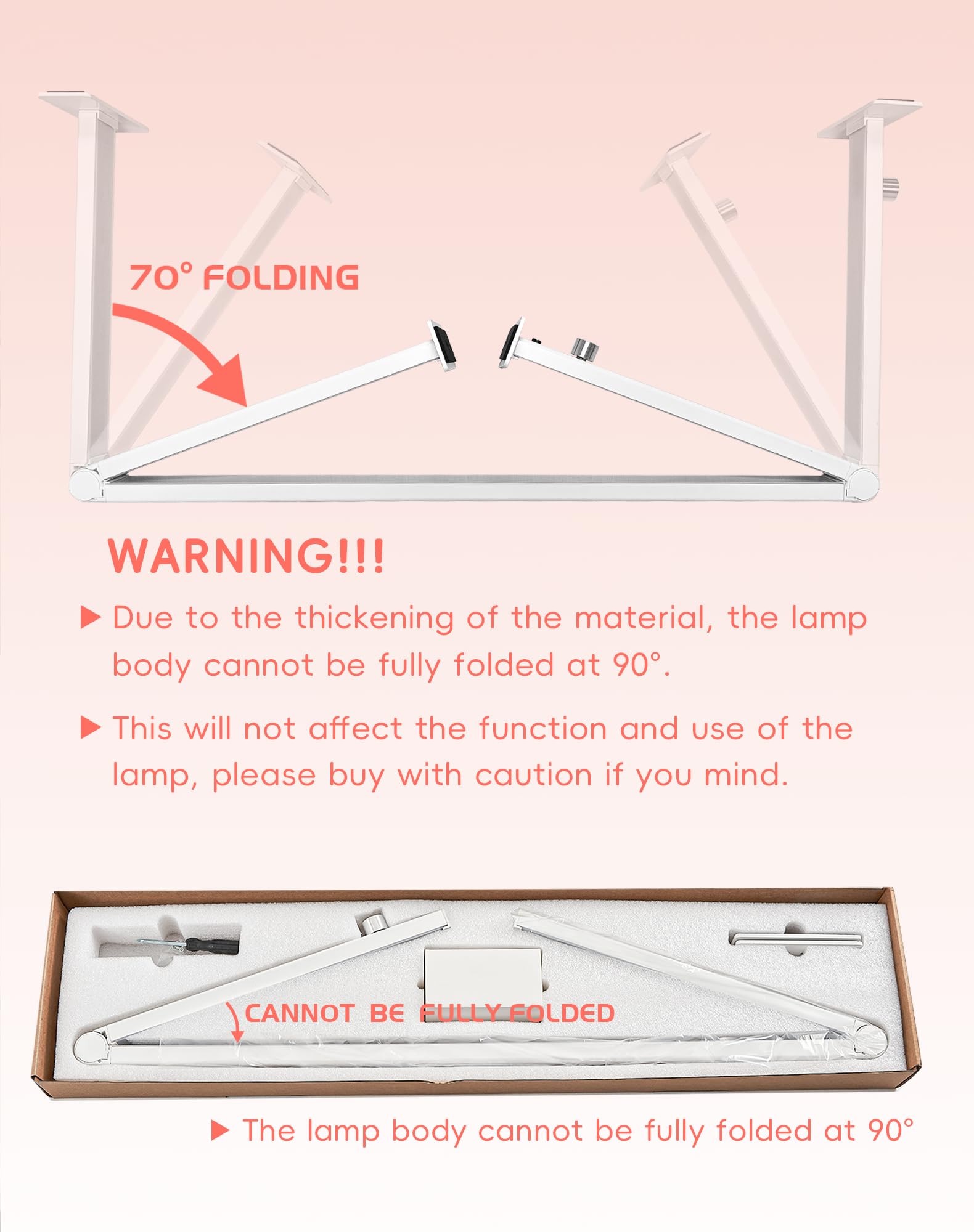 DLITISH Foldable Nail Desk Lamp — 48W LED, 33in, 3 Modes 3000–6000K, Shadow-Free