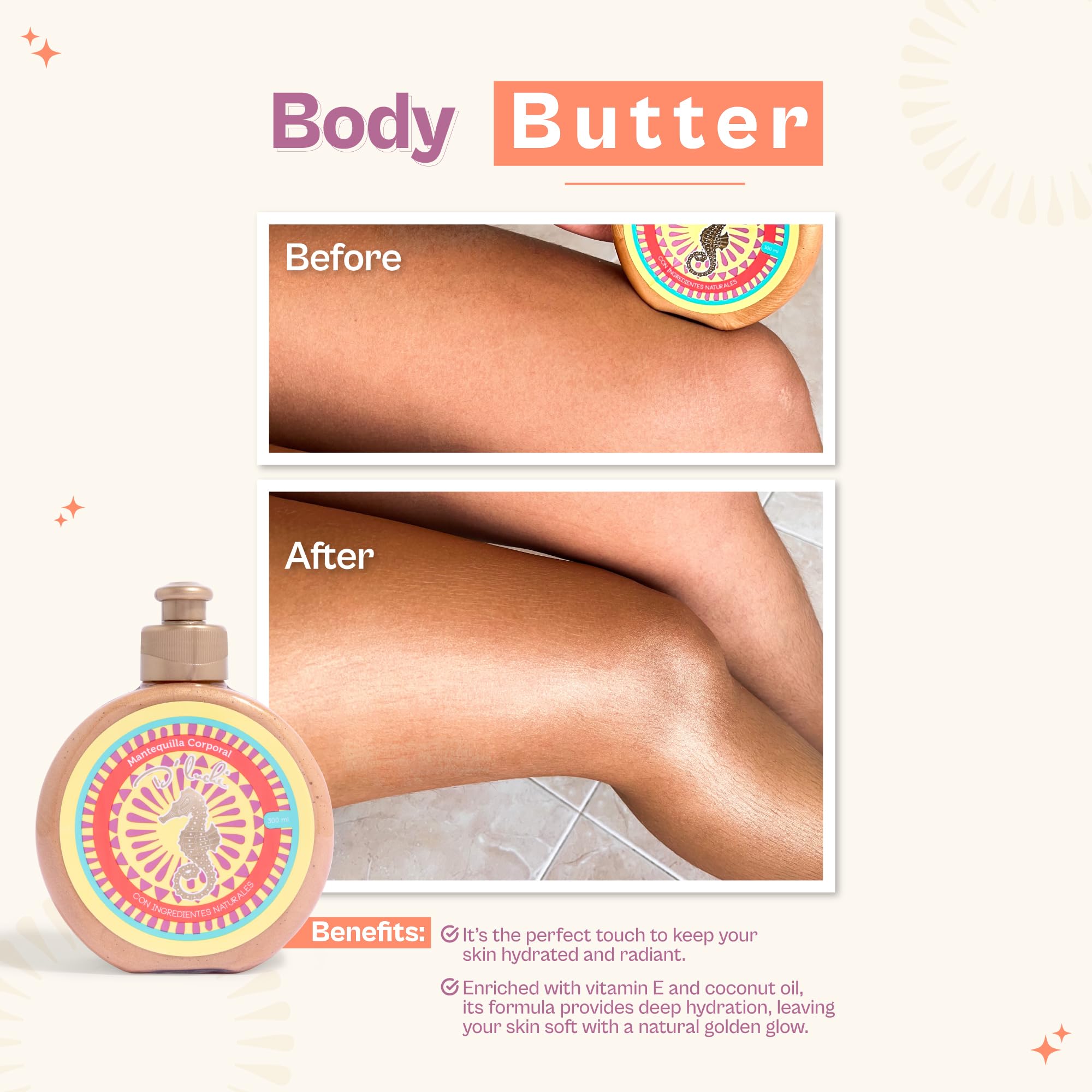 D'Luchi Body Butter: Coconut Oil & Vitamin E, 10 oz (Cruelty-Free)