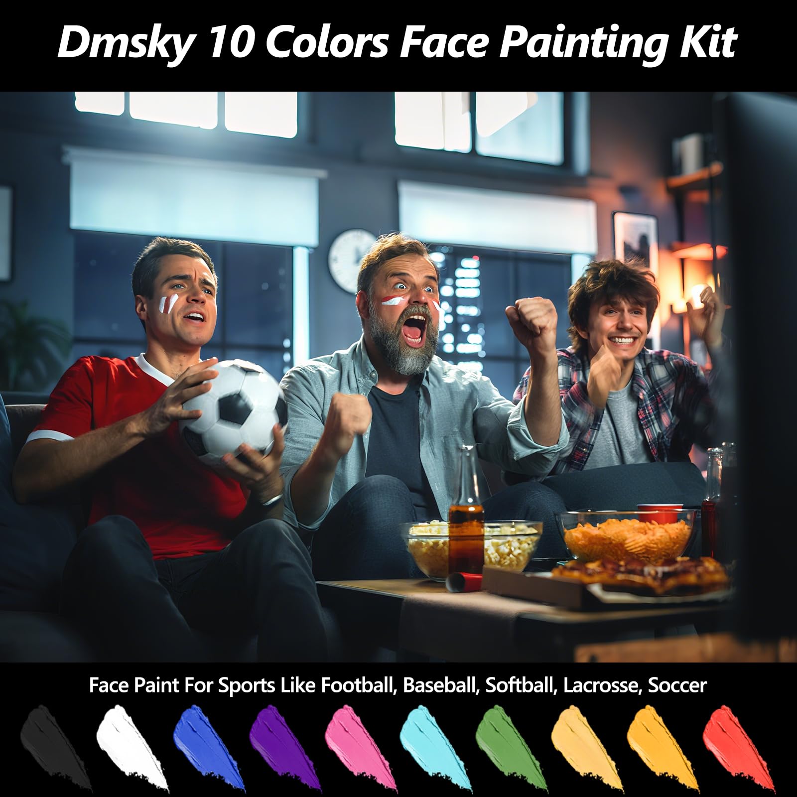 Dmsky 10 Packs Eye Black Sports Sticks – Waterproof Face Paint Kit for Football, Baseball, Softball