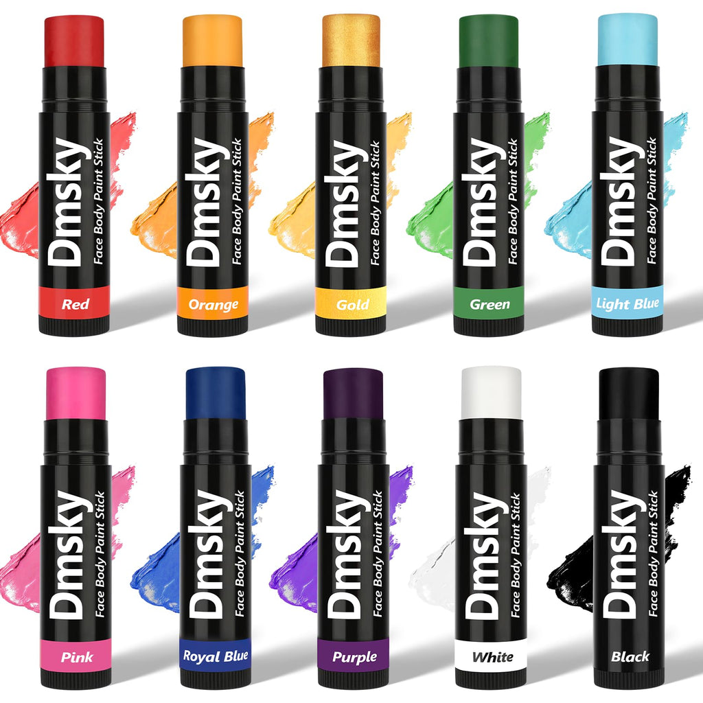Dmsky 10 Packs Eye Black Sports Sticks – Waterproof Face Paint Kit for Football, Baseball, Softball