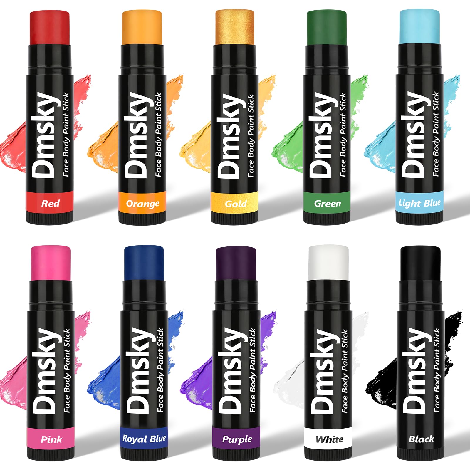 Dmsky 10 Packs Eye Black Sports Sticks – Waterproof Face Paint Kit for Football, Baseball, Softball