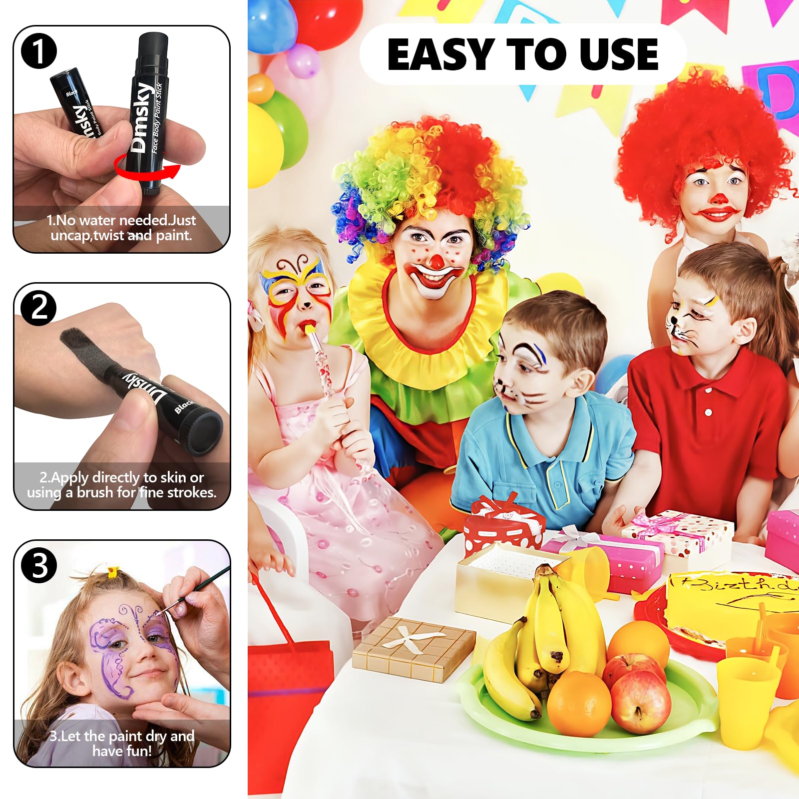 Dmsky 10 Packs Eye Black Sports Sticks – Waterproof Face Paint Kit for Football, Baseball, Softball