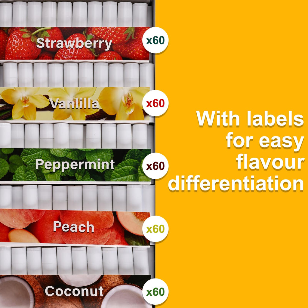 DMSKY Lip Balm Bulk Unlabeled 300 Pack – Natural Ingredients, Vitamin E & Shea Butter