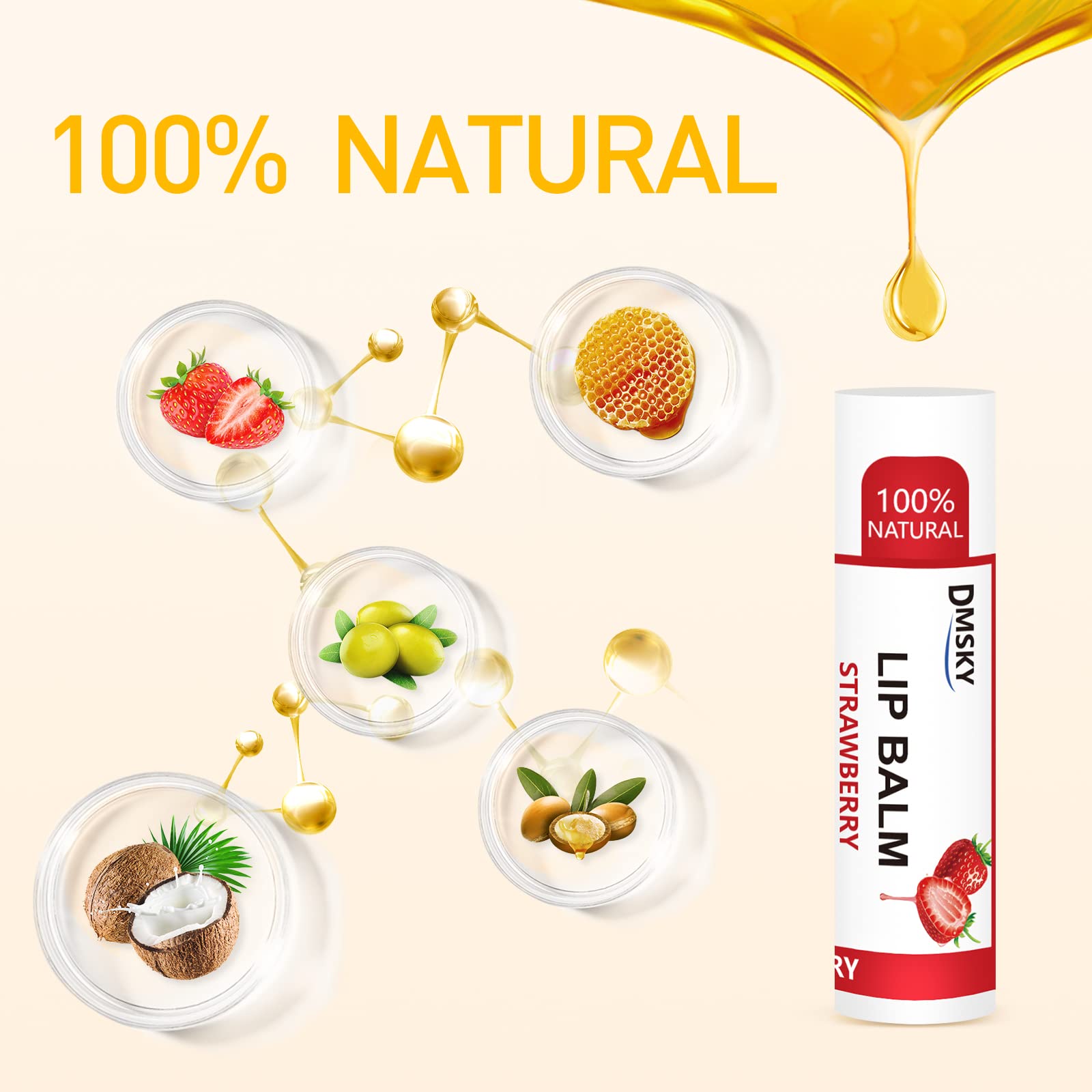 DMSKY 120 Pack Lip Balm – Natural Lip Balms with Vitamin E & Coconut Oil (12 Flavors)