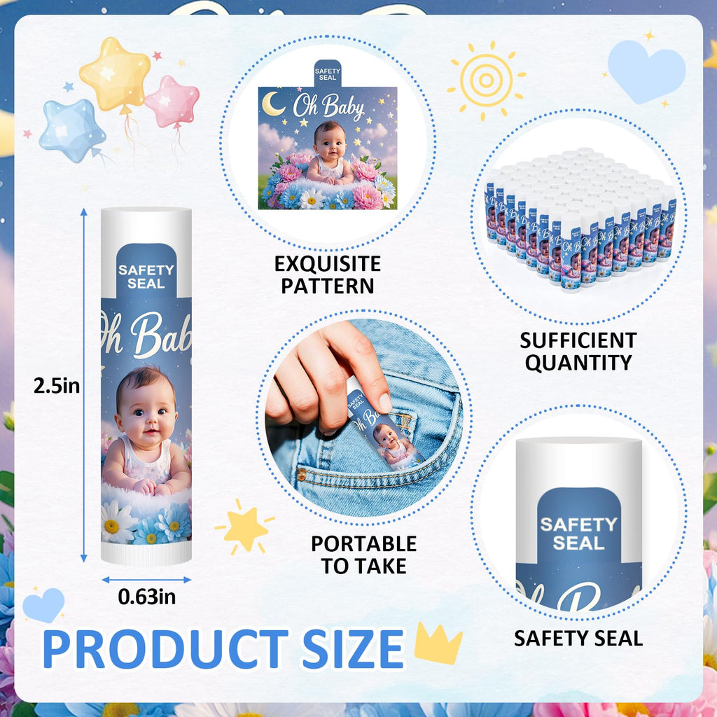 Dmsky Oh Baby Lip Balm Bulk 60 Pack | Baby Shower Favors & Gift Ideas