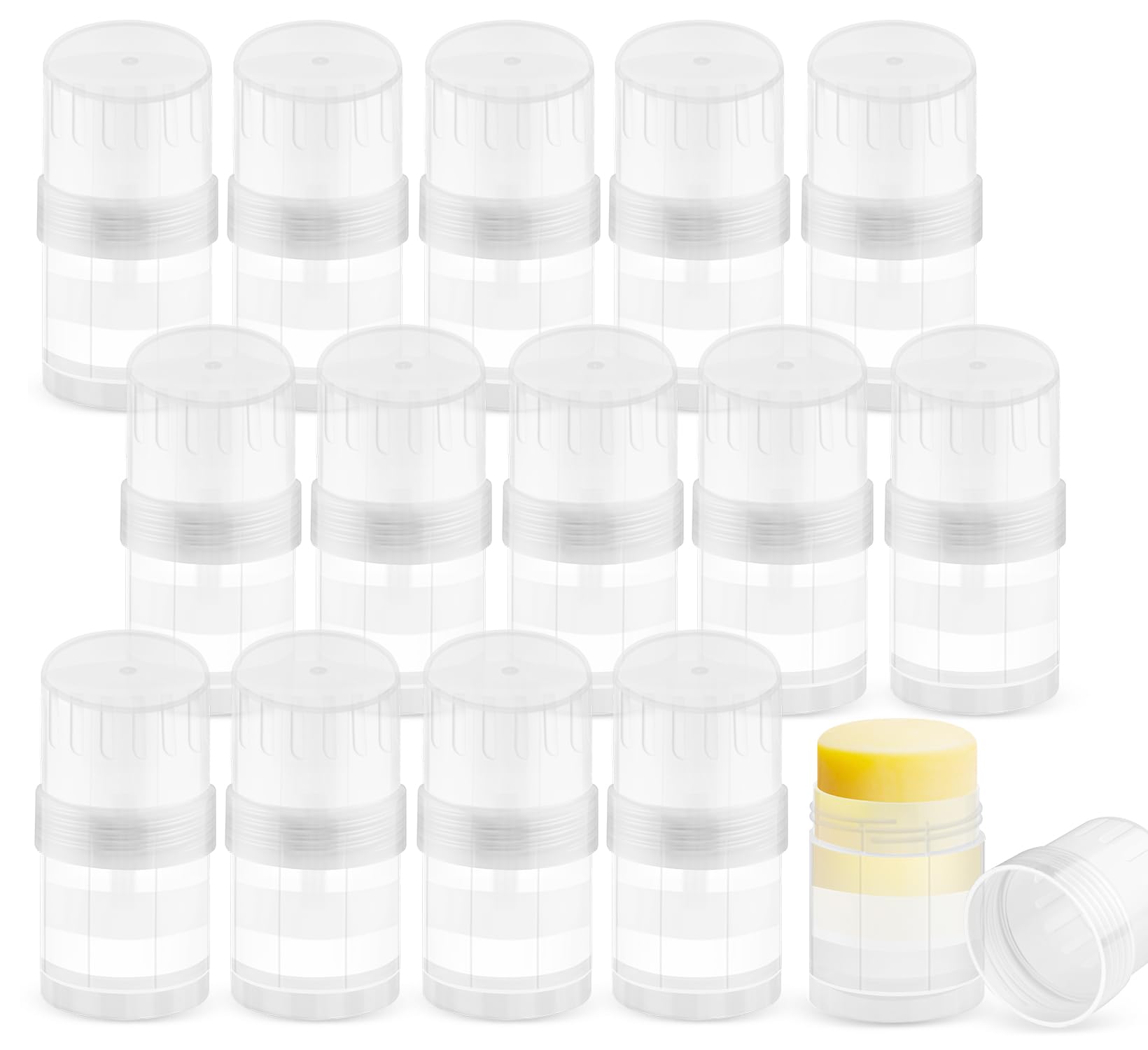DMuuuDM 15-Pack 1oz Twist-Up Deodorant Containers – Empty Clear Tubes for DIY Deodorant & Balm